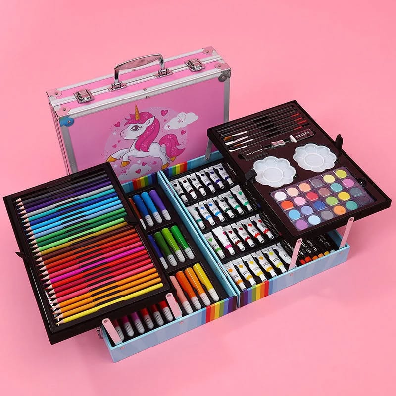 Coffret de dessin 145 pièces avec mallette en aluminium