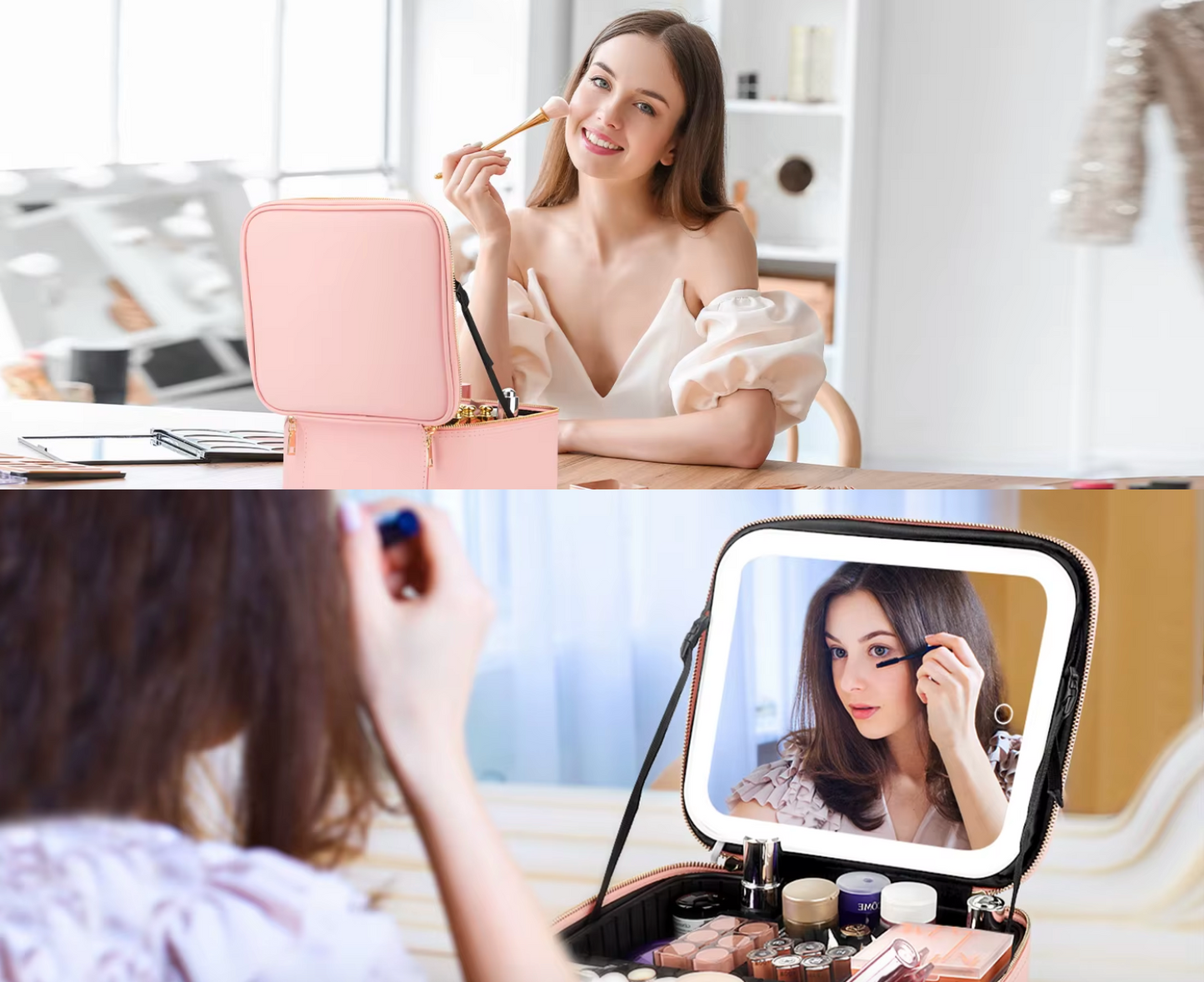 Trousse de Maquillage avec Miroir LED