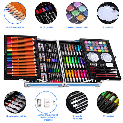 Coffret de dessin 145 pièces avec mallette en aluminium